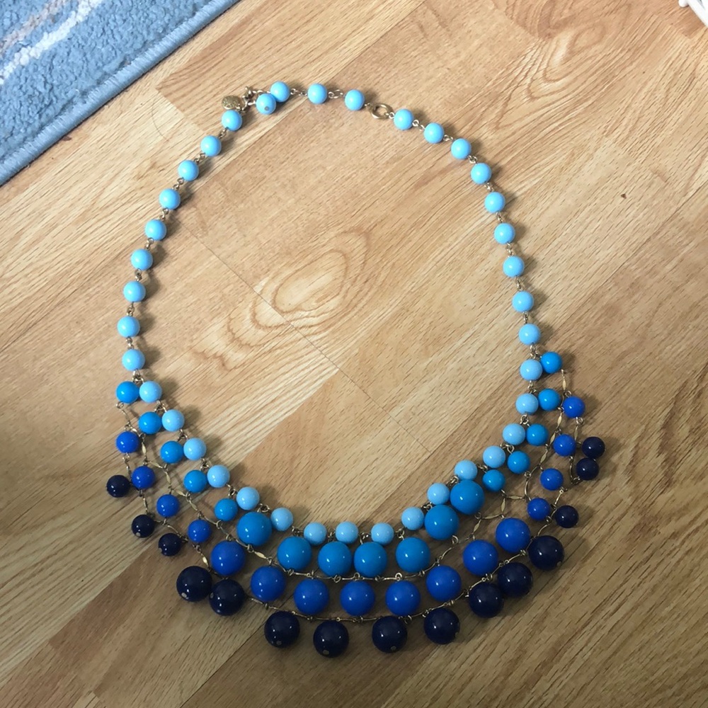 4/$20 Layered Blue Beads Chunky Necklace